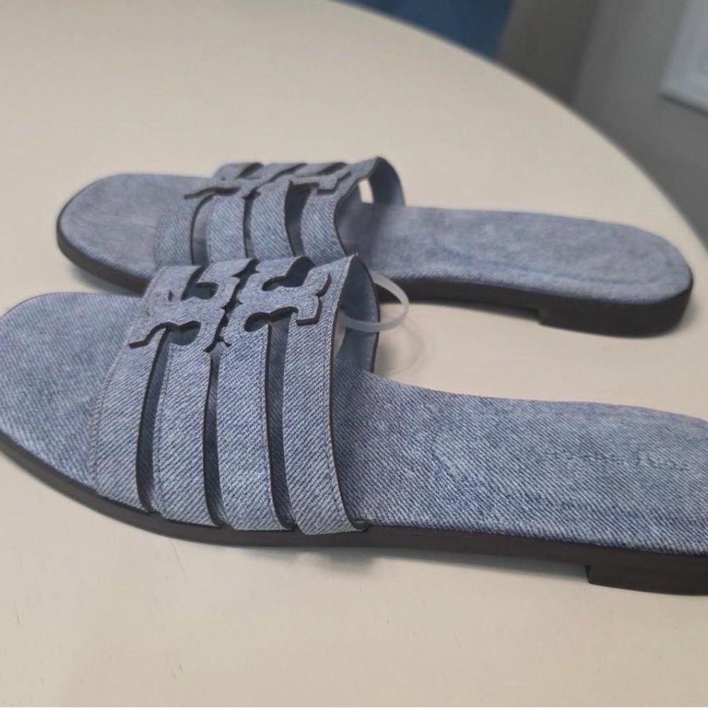 Tory Burch Denim Ines Cage Slide Sandals - Picture 2 of 3